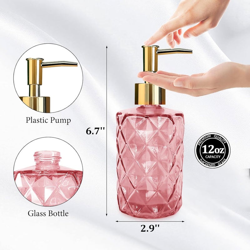 Ulable Glass Soap Dispenser with Pump, Soap Dispenser, Lotion Dispenser for Dishwashing Liquid, Lotion Shower Gel (Pink) - Image 2